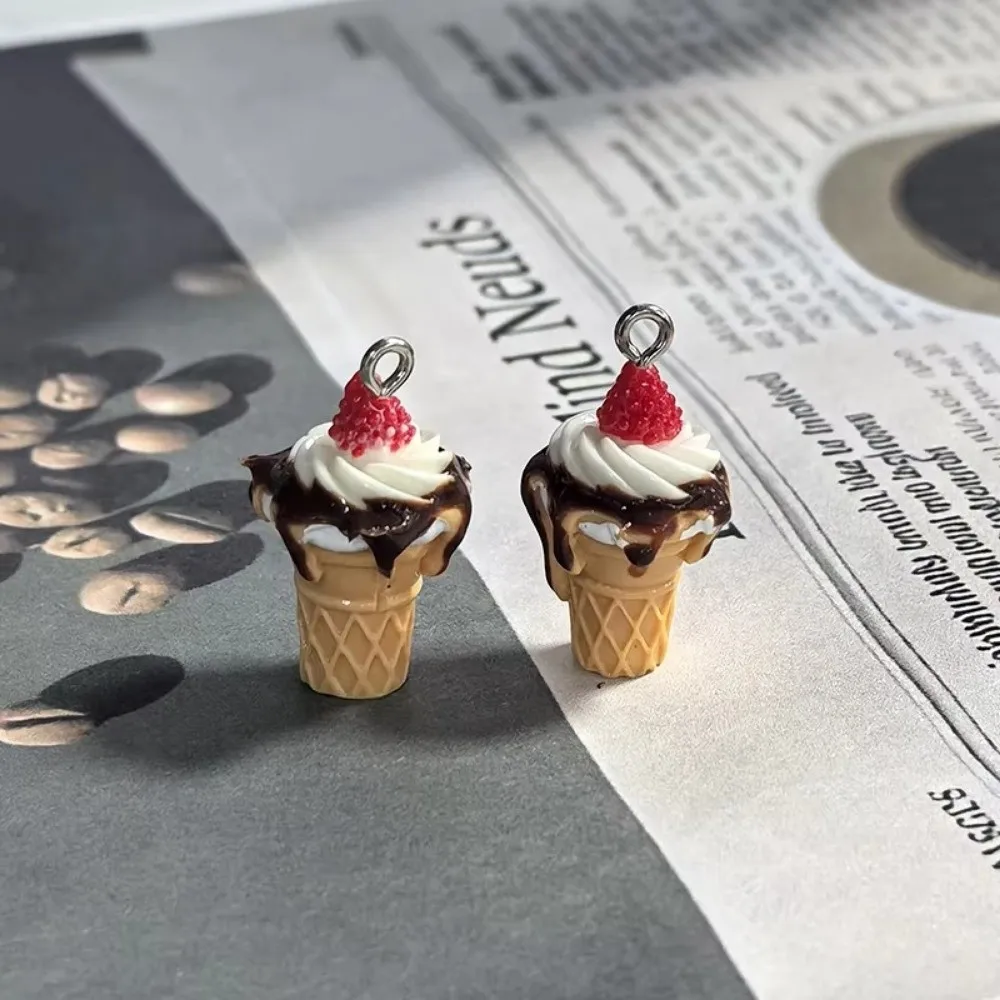 10pcs Cute Simulated Ice Cream Charms Resin Strawberry Jam Miniature Food Pendant 3D Earring Bracelet Charm For Jewelry Make