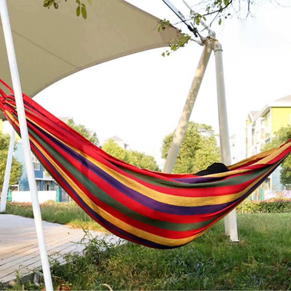 Camping Hammock Outdoor Canvas Hammock with Carry Bag Heavy Duty Portable Camping Gear Single Double Person Garden Patio