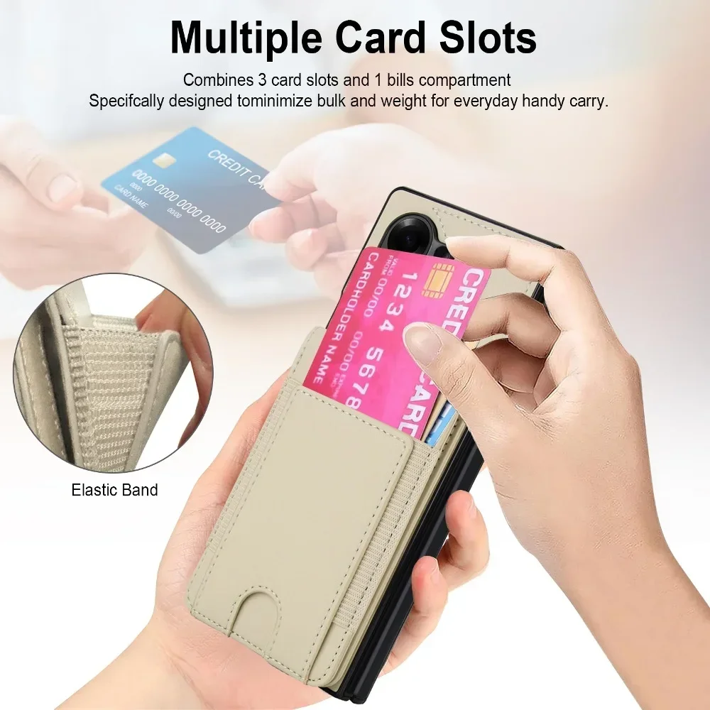 For Samsung Galaxy Z Fold7/Z Fold6/Z Fold5 with Vertical Flip Wallet Card Case  Classic Solid Color Leather Phone Cover