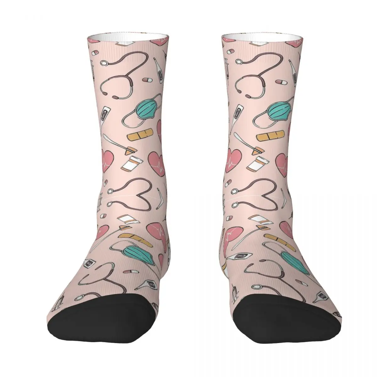 

Autumn Winter Colorful Men's Women's Nurse Tools Cartoon Socks Sweat Absorbing Basketball Socks