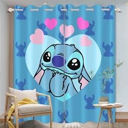 Stitch 100% Polyester Curtains For Living Room Luxury Set Home Decor Blackout Curtains Balcony Screen Dustproof Cartoon Cute