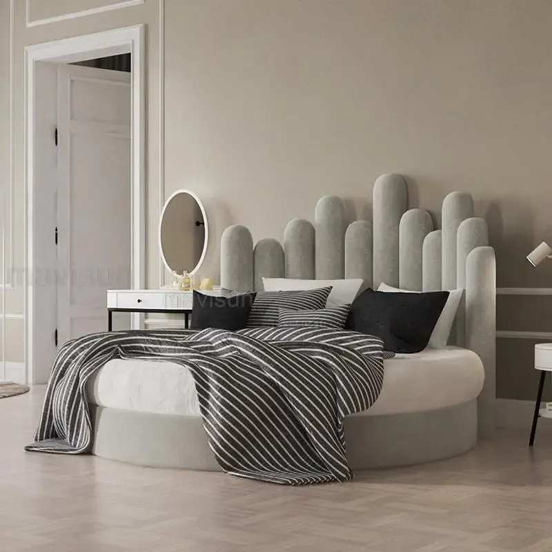 European Fashion Round Fabric Bed Multifunctional Simple Modern Double Girl Removable And Washable Large Round Bed Finger Bed