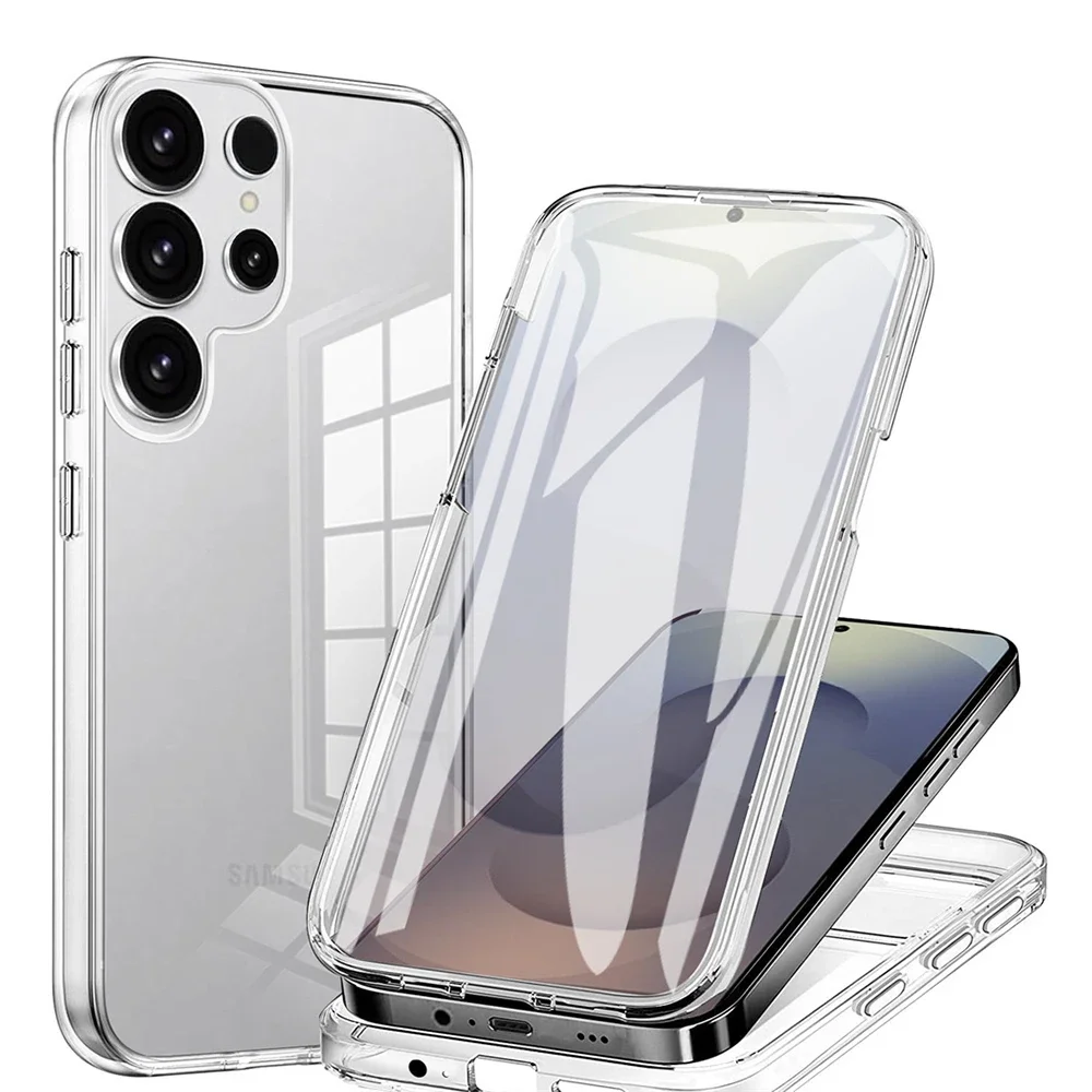 360 ° Ganzkörper-Handyhüllen für Samsung Galaxy S25 S24 S23 S22 S21 S20 Ultra A17 A16 A15 A14 A56 A36 Klare Silikonhülle Funda