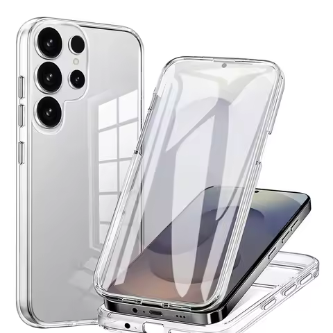 360°Full Body Phone Cases for Samsung Galaxy S25 S24 S23 S22 S21 S20 Ultra A17 A16 A15 A14 A56 A36 Clear Silicone Cover Funda