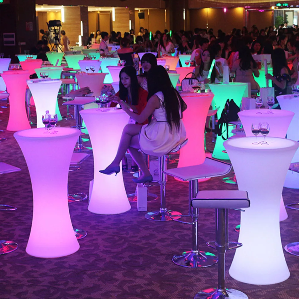 glowing outdoor garden patio event party nightclub hotel luminous plastic furniture table chair stool set with led RGB lighting