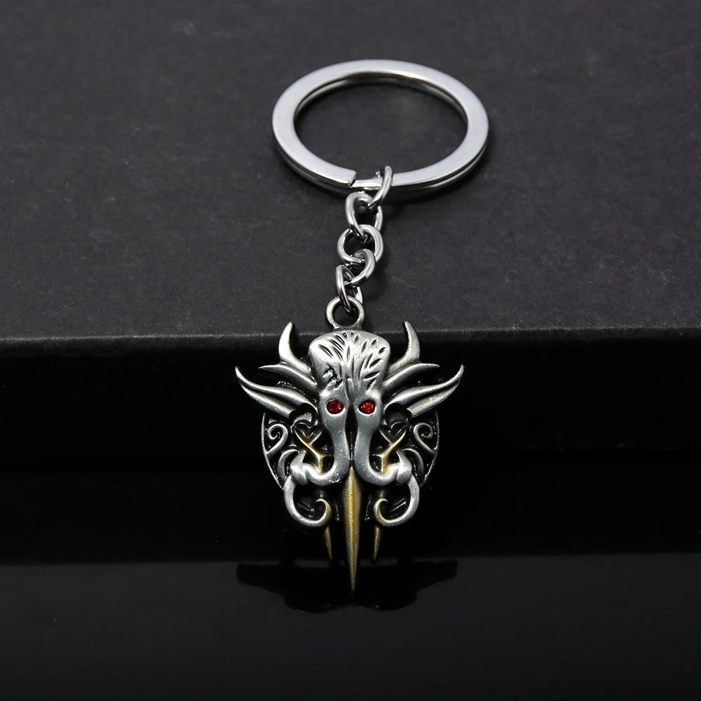 Game Baldur's Gate 3 Keychain Illithid Gray Pendant Keyring for Women Men Jewelry