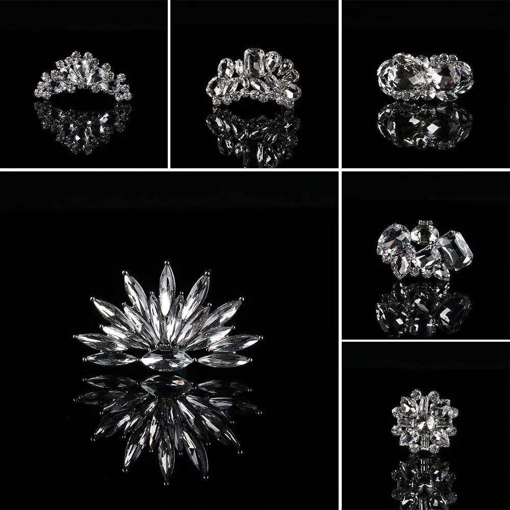 

2PCS Rhinestone Brooch Bride Shiny Decorative Clips Charm Buckle Wedding Shoe Decorations Shoe Clip