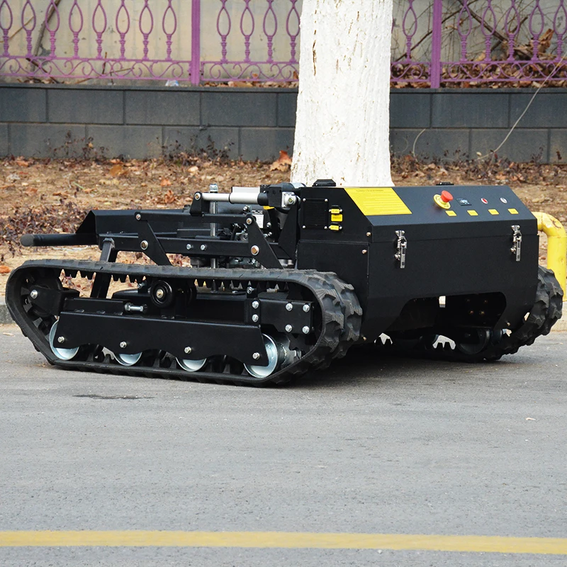 

Customized remote-controlled tracked lawn mower with 70°climbing,easy to operate all terrain weeding machine