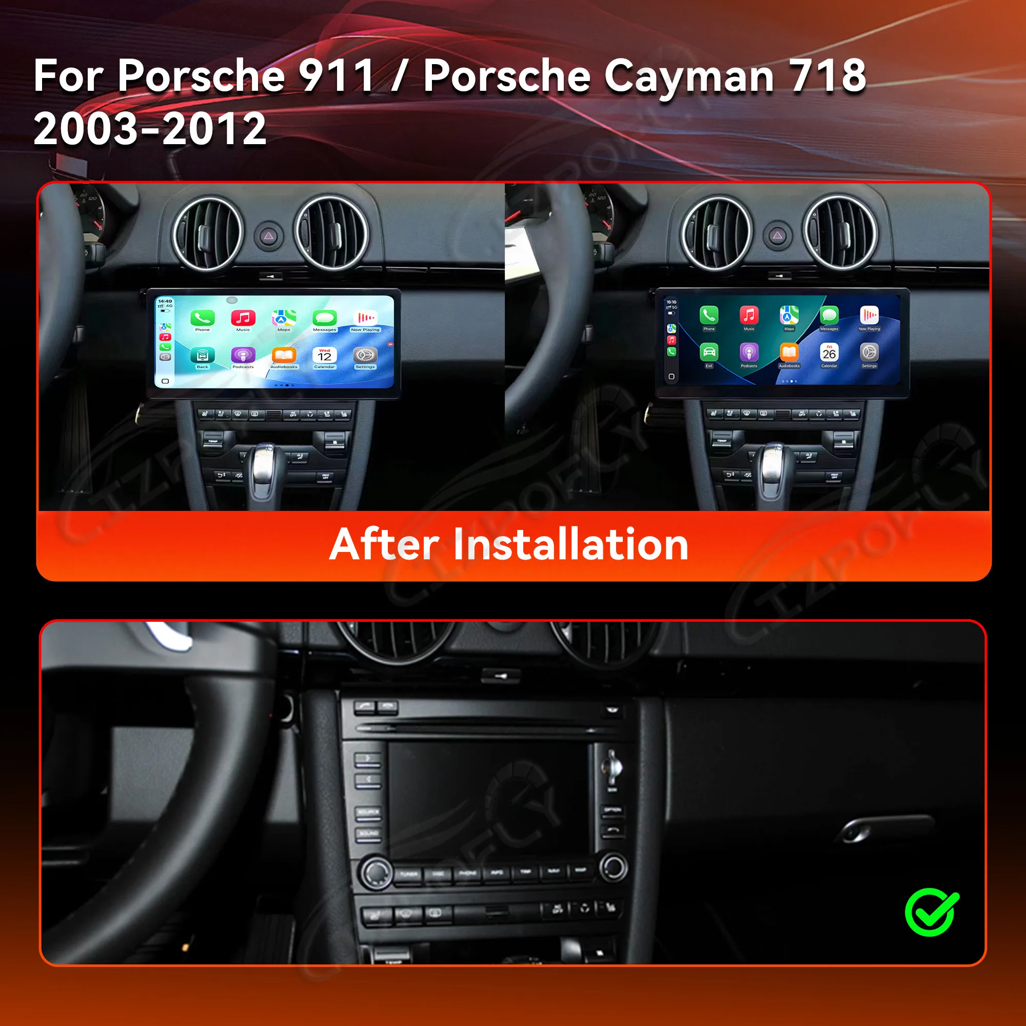 12.3 Inch Android 13.0 For Porsche 911/Cayman 718 2003-2012 QLED Touch Screen CarPlay Car Radio Multimedia Player GPS Navigation