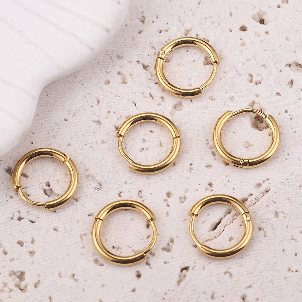 6pcs 2/2.5mm width Stainless Steel Gold-Plate Round Earrings Hoop Earring for Women Fashion Earrings Korean Jewelry gifts