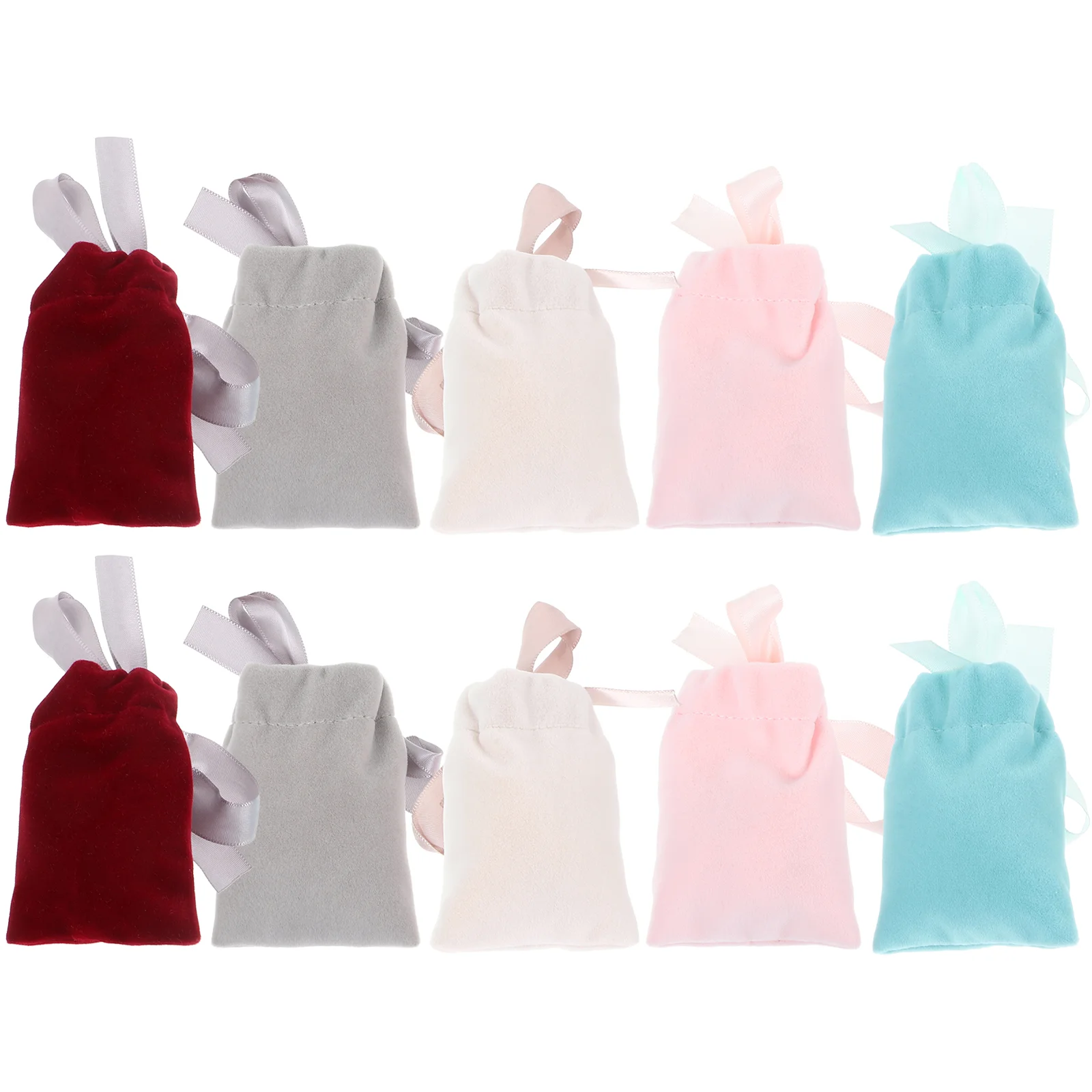 

10 Pcs Gift Packaging Bags Drawstring Flannel Baggies Small Jewelry Portable Candy Wedding Favor Bags Ribbons Neat Edges Protect