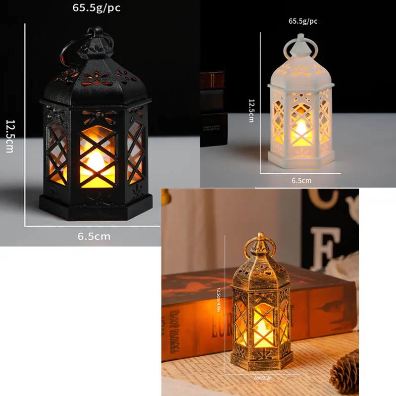 ديكور محيطي وهدية إبداعية سداسية LED مصباح الرياح مصباح شمعة مصباح المهر المحمول مصباح سطح المكتب الرجعية