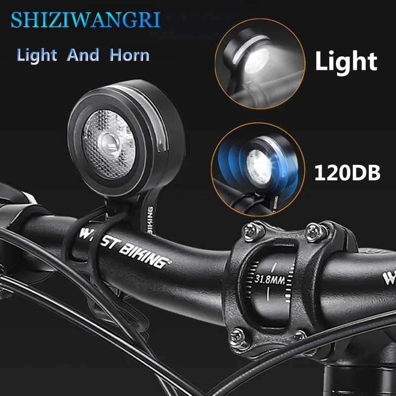 120dB Electric Bicycle Horn Bell Bike Light Waterproof USB 5 Sounds Night Riding Bike Accessories