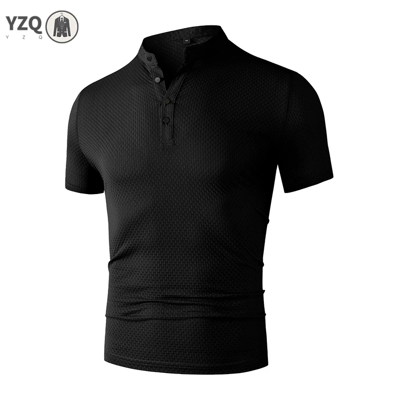 Men's Business Casual Short Sleeve POLO Shirt Bone Flower Solid Color Breathable Comfortable Fashion Summer Versatile Top image 6