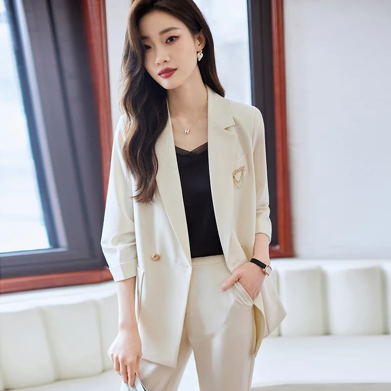 Khaki Suit Jacket Female Sense Business Temperament Goddess Temperament Workplace Formal Suit Work Clothes Suit Suit Spring