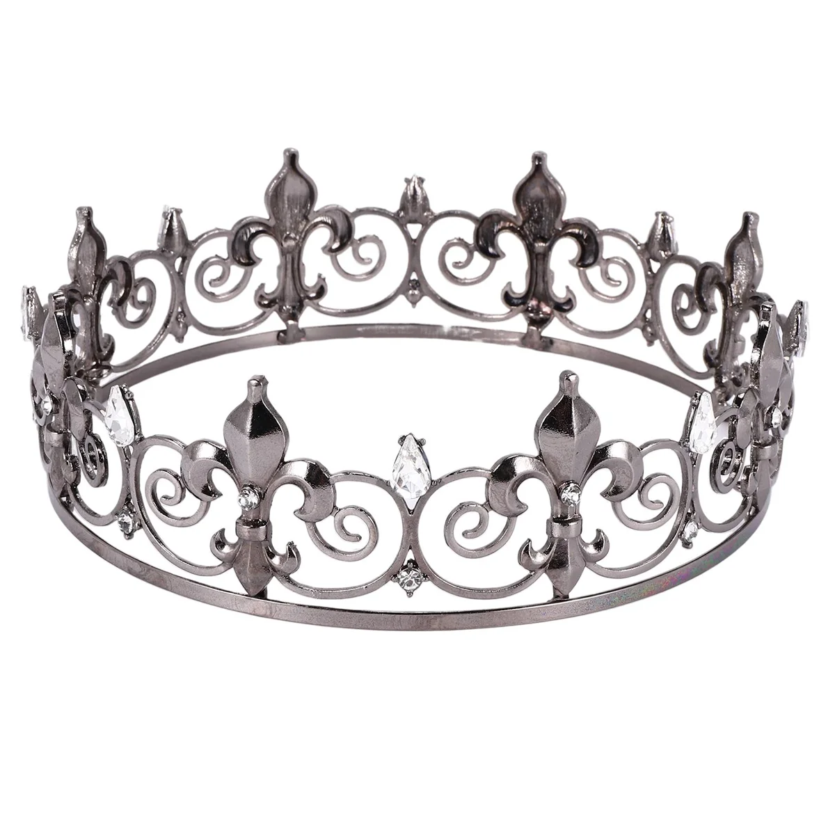 Gothic Full King Crown - Metal Crowns and Tiaras for Men & Boys, Goth Prince Prom Party Hats, Halloween Cosplay Costume