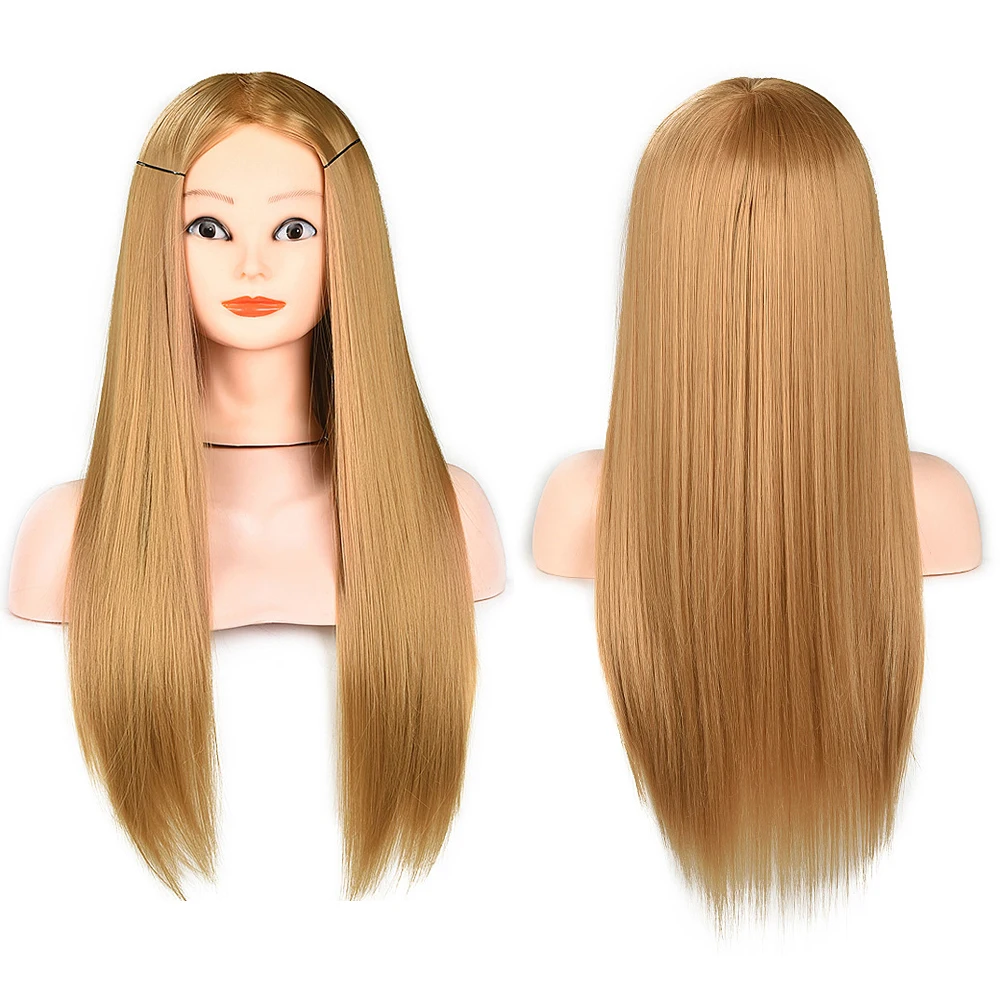 Cabeza de muñeca de maniquí para peinados 100% cabeza de entrenamiento de cabello de fibra de alta temperatura para peluquería práctica de peinados