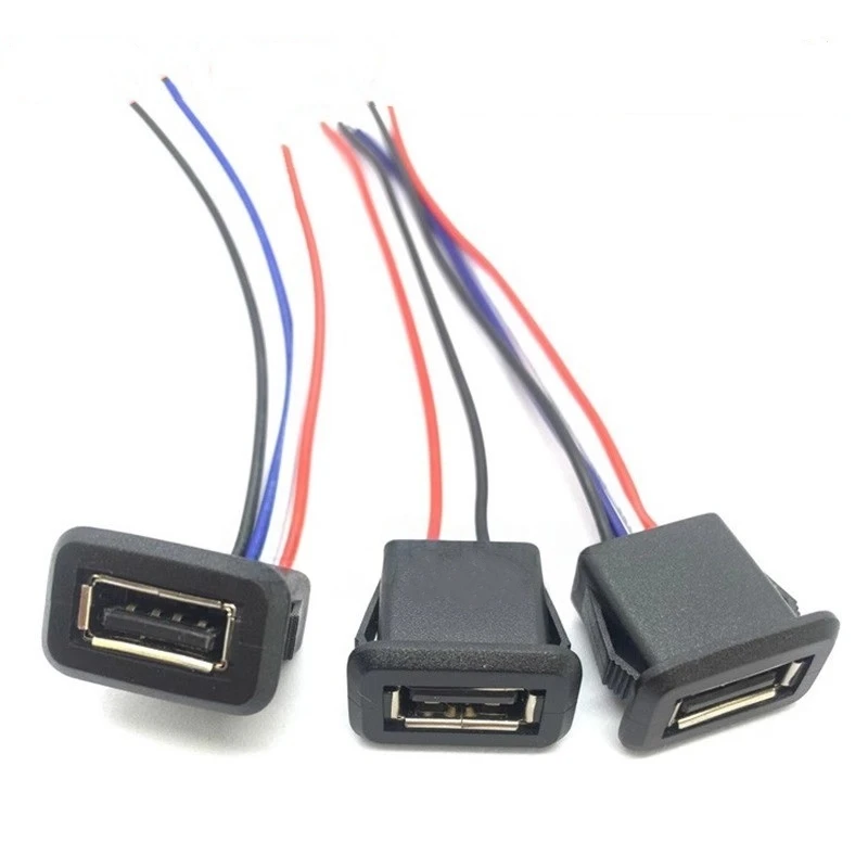 1PCS USB Female Socket A Type Welding Wire USB A Female Charging Port A Port Waterproof Socket DC Voltage Modified Power Socket