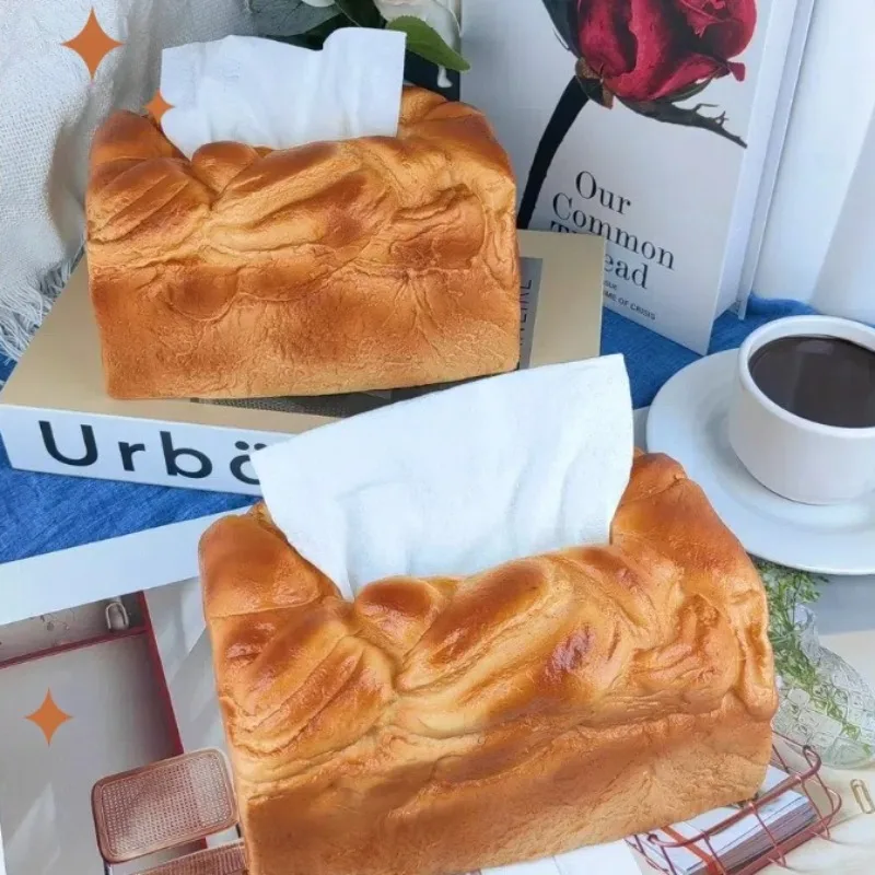 Creative Simulation Toast Bread Tissue Box Desktop Decor Home Living Room Novelty Napkin Storage Holder Ornament