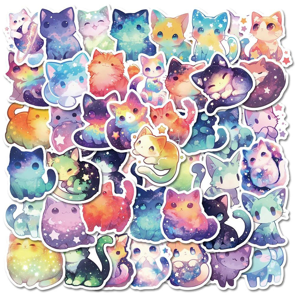 Starry Sky Cats Stickers, 10/30/50pcs Waterproof Decals