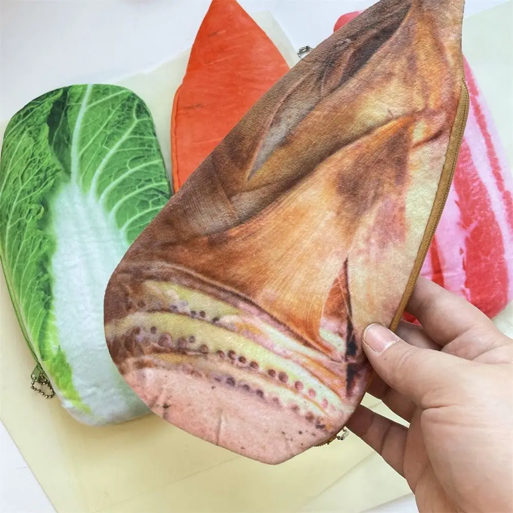 Vegetable Pencil Case Simulated Food Cabbage Plush Pencil Bag Big Purse Large-capacity Stationery Storage Bag Office School