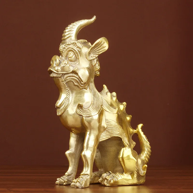 

Орнамент с единорогом из чистой меди Pixiu для мира и защиты дома, гостиной, магазина, украшение, подарок на открытие