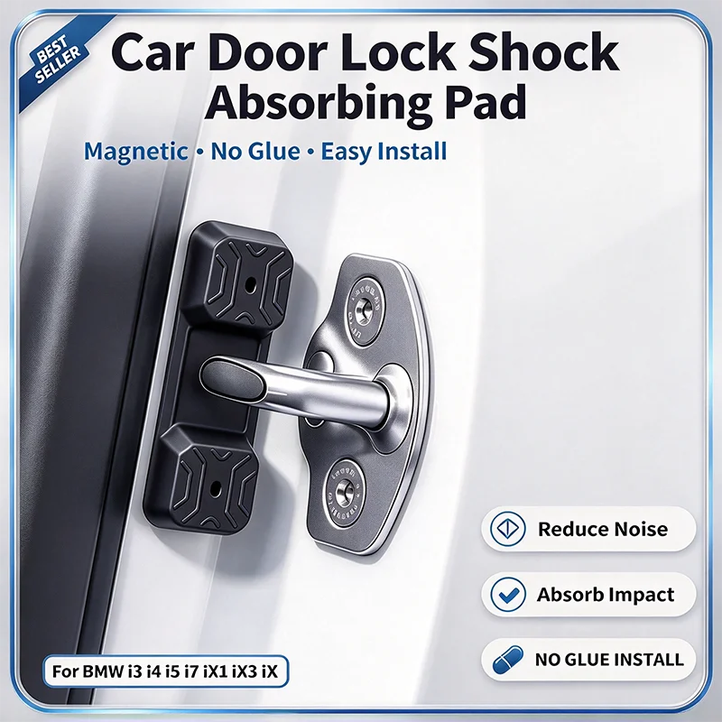 For BMW i3 i4 i5 i7 iX1 iX3 iX Car Door Lock Protection Pad Magnetic Silicone Buffer Noise Reduction Shock Absorption