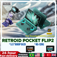 Retroid Pocket Flip2 Retro Handheld Game Console 5.5 Inch 1080P AMOLED Touch Screen SD865 Video Player Android 13 PSP PS2 Wifi 6