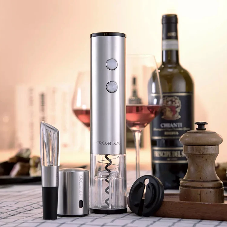 Circle Joy CJ-TZ02 Stainless Steel Electric Red Wine Corkscrew Bottle Opener 4-in-1 Gift Set