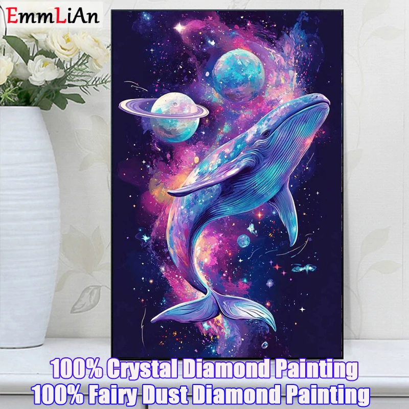 Whale 5d DIY Fairy Dust Diamond Painting Dolphin Kit Full Crystal Diamond Embroidery Cross Stich Rhinestone Mosaic Wall Art Gift