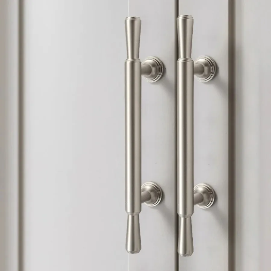 Nordic Solid Brass Furniture Handles Matte Silver Handles for Wardrobe and Drawer Luxury Kitchen Cabinet Handles Shoe Cabinets
