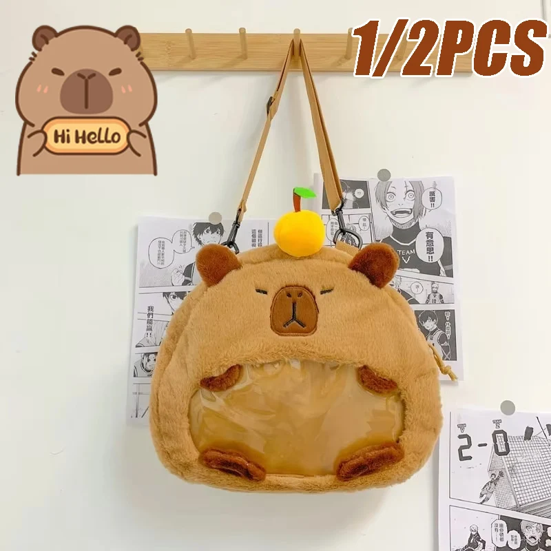 New Capibala Plush Backpack Transparent Cute Light Backpack Cartoon Doll Travel Casual Kids Plush Capibara Backpack