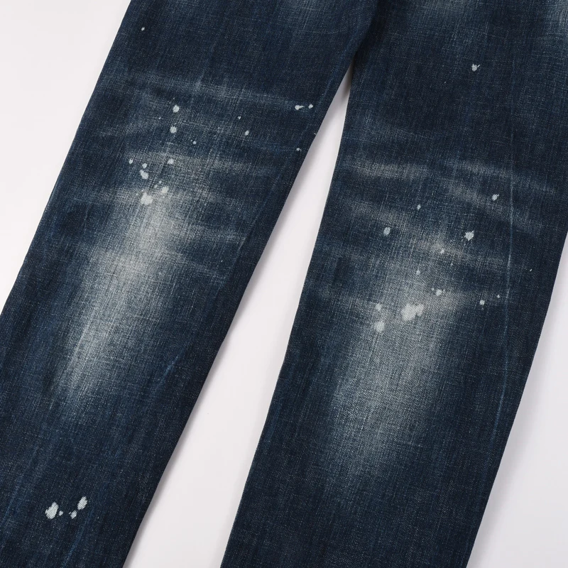 Fashionable new men's jeans, washed with water, nostalgic, retro, elastic, slim fit, blue jeans, designer hip-hop brand pants, Y
