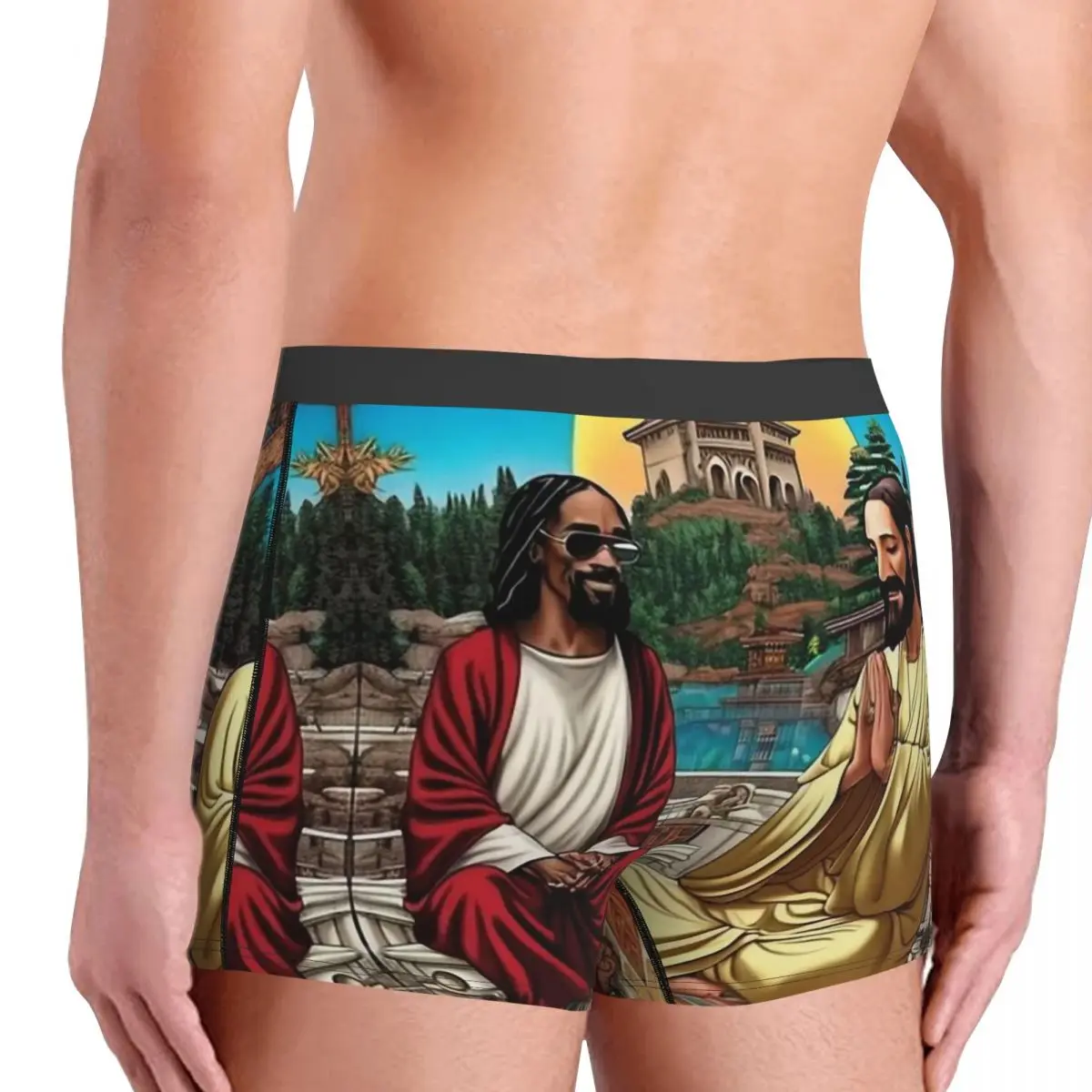 Saint Jesus Snoop dogg กางเกงในบ็อกเซอร์ของผู้ชายกางเกงขาสั้นพิมพ์ลาย3D คุณภาพสูงกางเกงชั้นในระบายอากาศเป็นพิเศษ kado ulang tahun