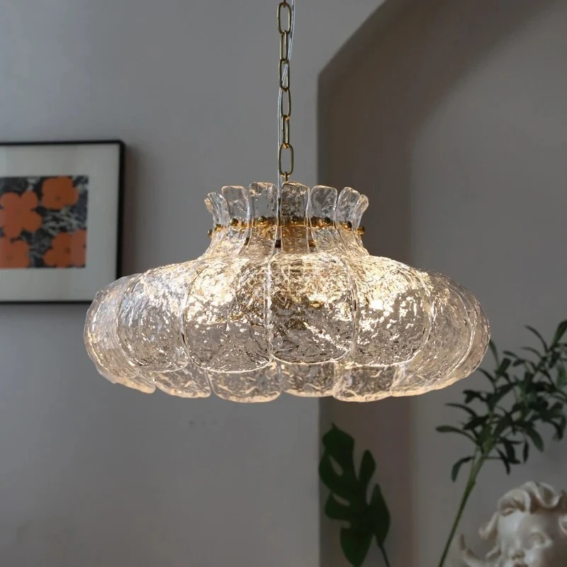 

Nordic Designer Ripple Glass Ceiling Pendant Lights Petal Hanging Lamp Living Room Bedroom Restaurant Study Medieval Chandelier