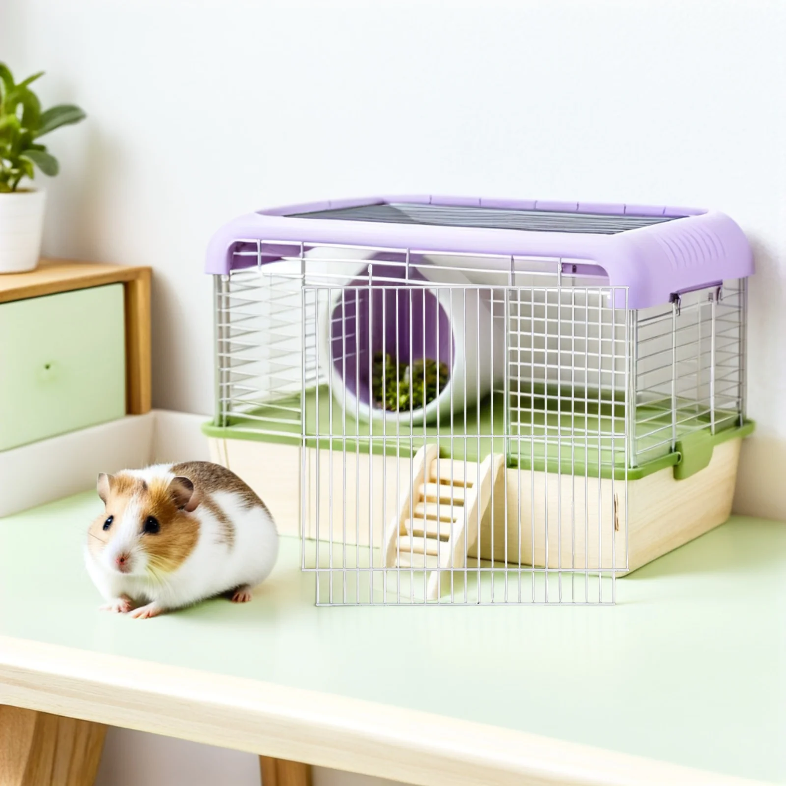 

2Pcs Metal Cage Partition Pet Divider Baffle for Hamster Sugar Glider Small Cat Rodent Habitat Easy Clean Organizer
