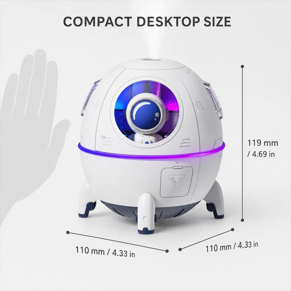 220ML Mini Desktop Humidifier MJ046 Space Capsule Ultrasonic 40ML/H Mist 7 Color Light Type-C For Home And Office C3