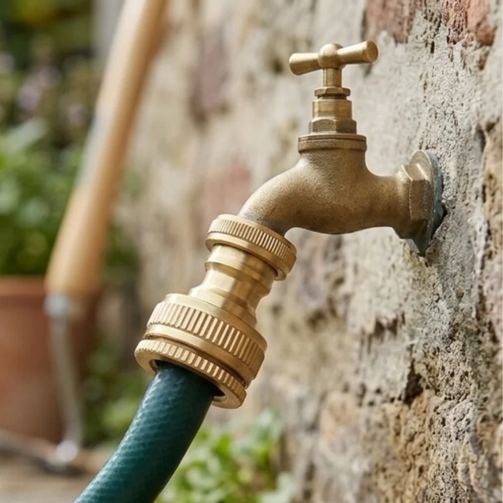 Fitting Adaptor Water Pipe Connector Backyard Garden Brass G3/4 To G1/2 Gold HOSE Tap Faucet Quick Connector