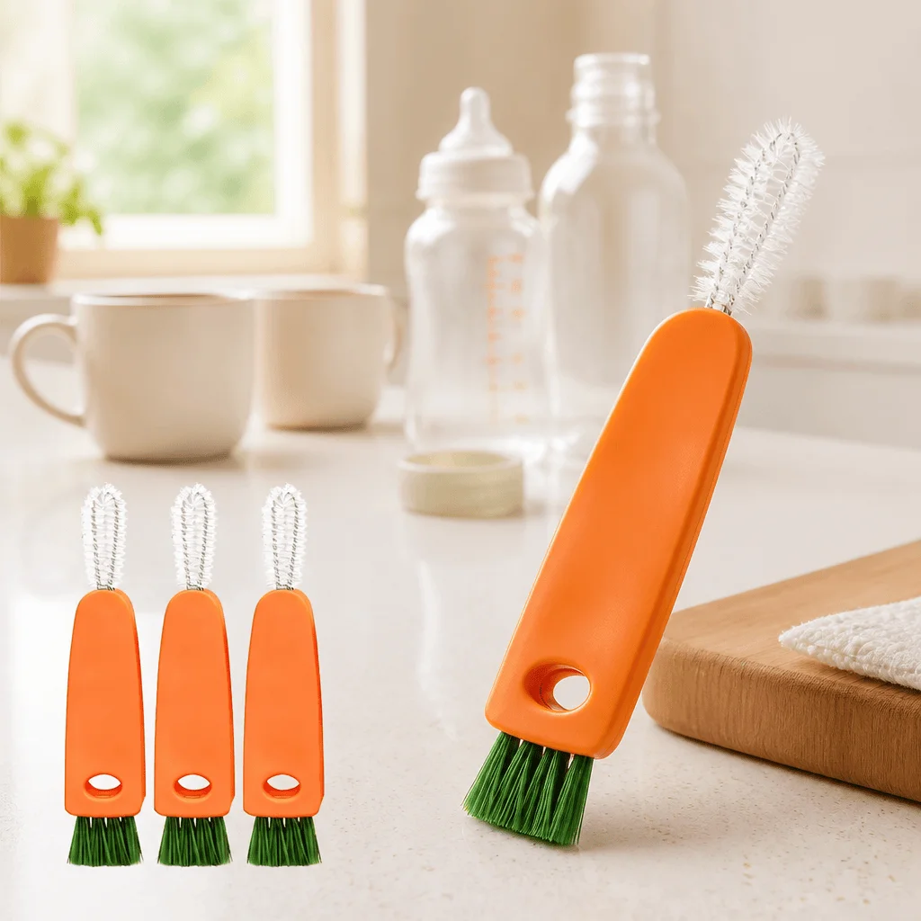 3 In 1 Bottle Gap Cleaner Crevice Cleaning Brush Cup Lid Cleaner Portable Silicone Bottle Brush Kitchen Gap Cleaning Accessory