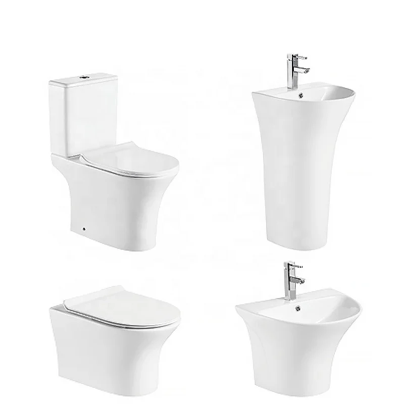 Modern Sanitary Ware Set Ceramic White Washdown Toilet Bidet Wall Hung Toilet Pedestal Wash Basin for Construction Industries