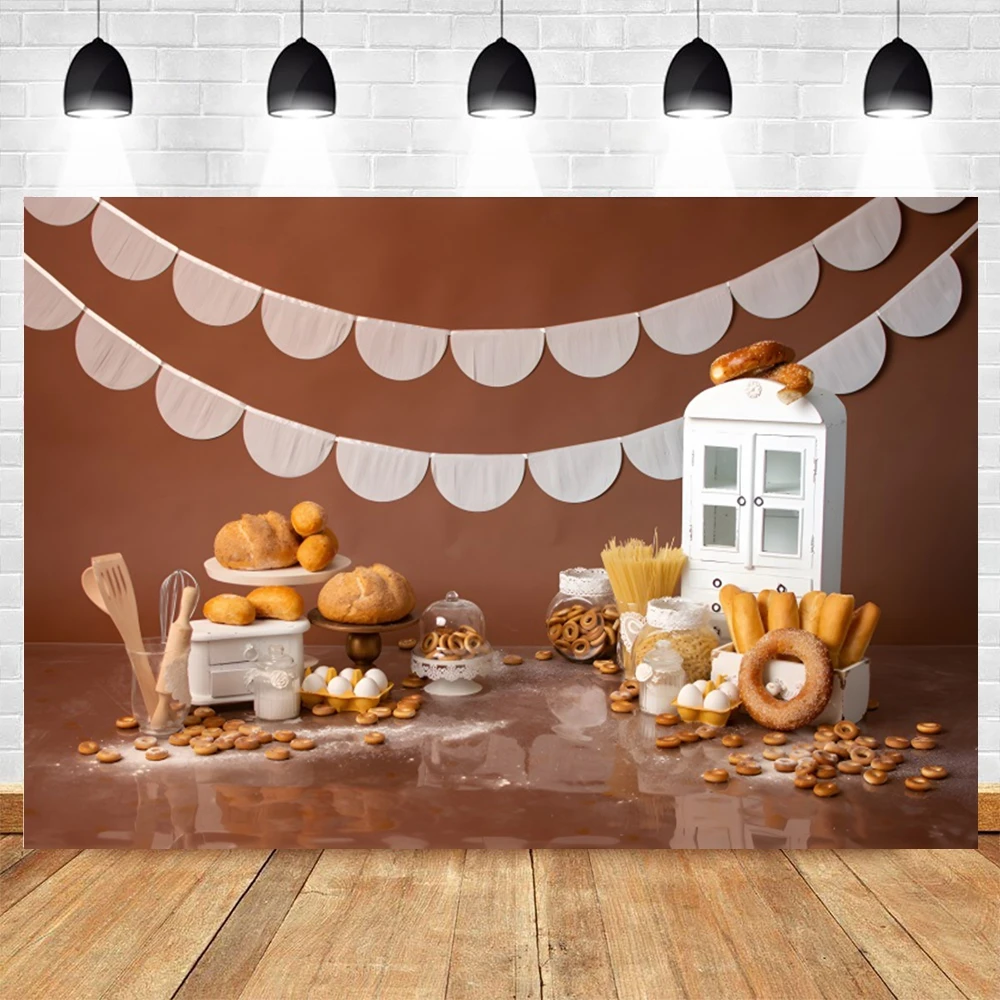 Kitchen Donut Bread Photography Backdrop Newborn Baby Shower Birthday Party Smash Cake Chocolate Background Photo Studio Props