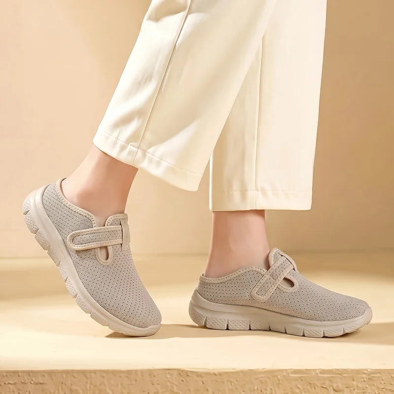 Women Casual Mules Slip On Half Slide Shoes 2026 New Soft Flat Lazy Slippers Outdoor Daily Walking Non Slip Ladies Footwear