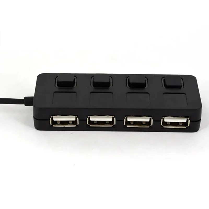 4 Ports USB 2.0 HUB USB On/Off Switch Splitter Expander with Independent 480Mbps Fast Transmission Data Adapter For PC Computer