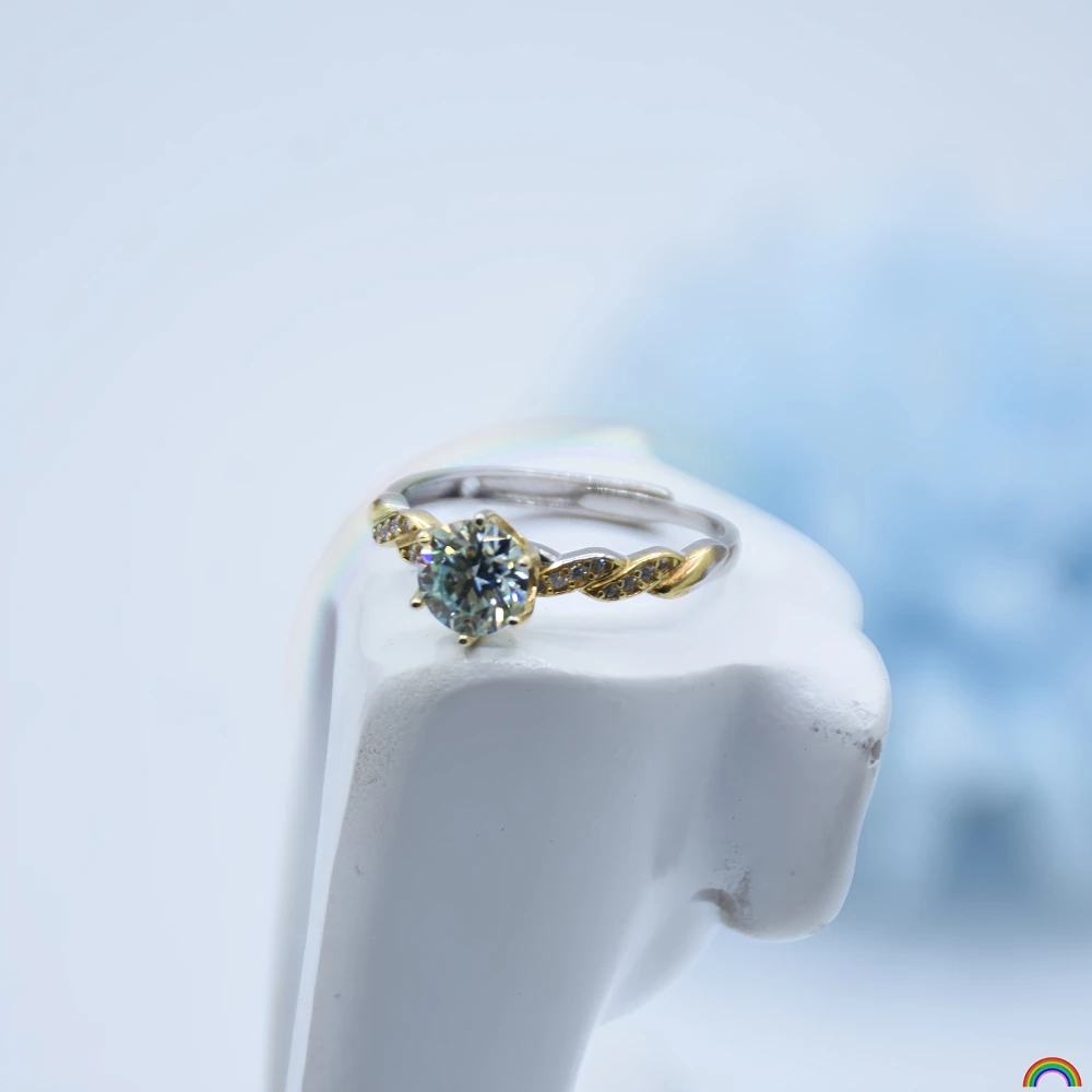 

S925 silver inlaid moissanite diamond ring, super sparkling star river silver living mouth design, ring jewelry for women Rwbuye