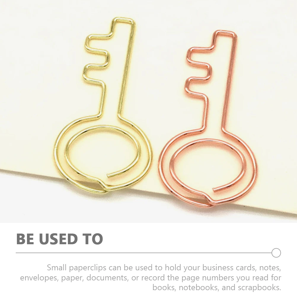 

20pcs Metal Paper Clips Colorful Bookmarks Cute Key Shaped Stationery Student Test Papers Office Supplies Document