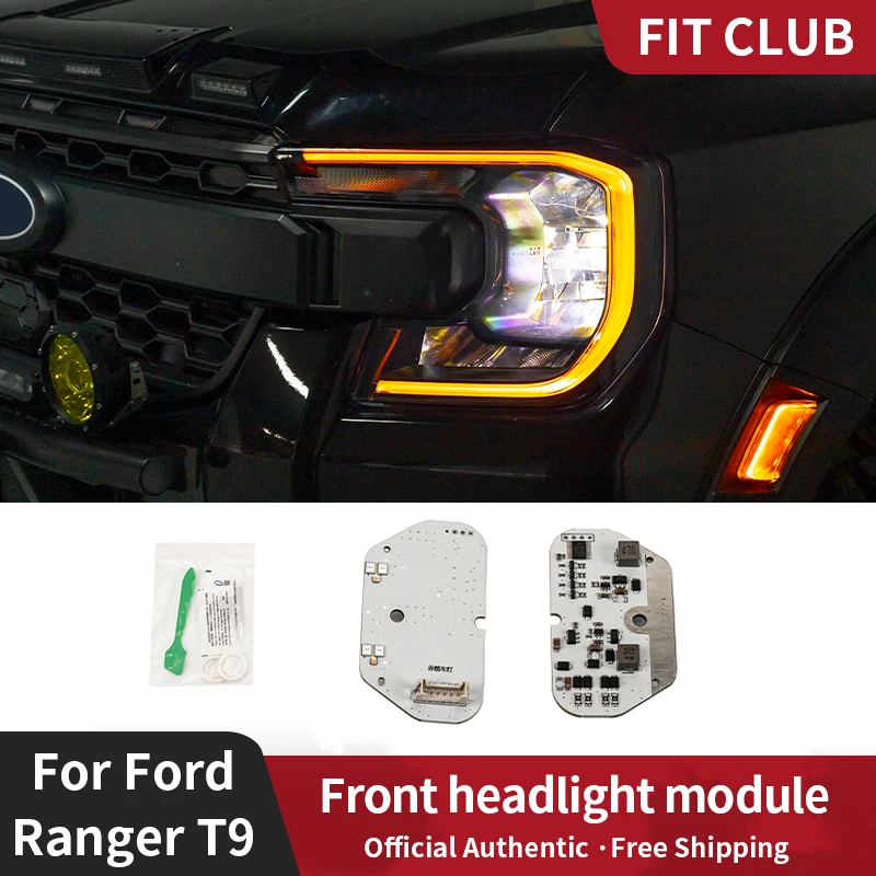 Modul berubah warna lampu depan untuk Ford Ranger T9 2022-2024 modul pengganti lampu siang hari sorot kuning