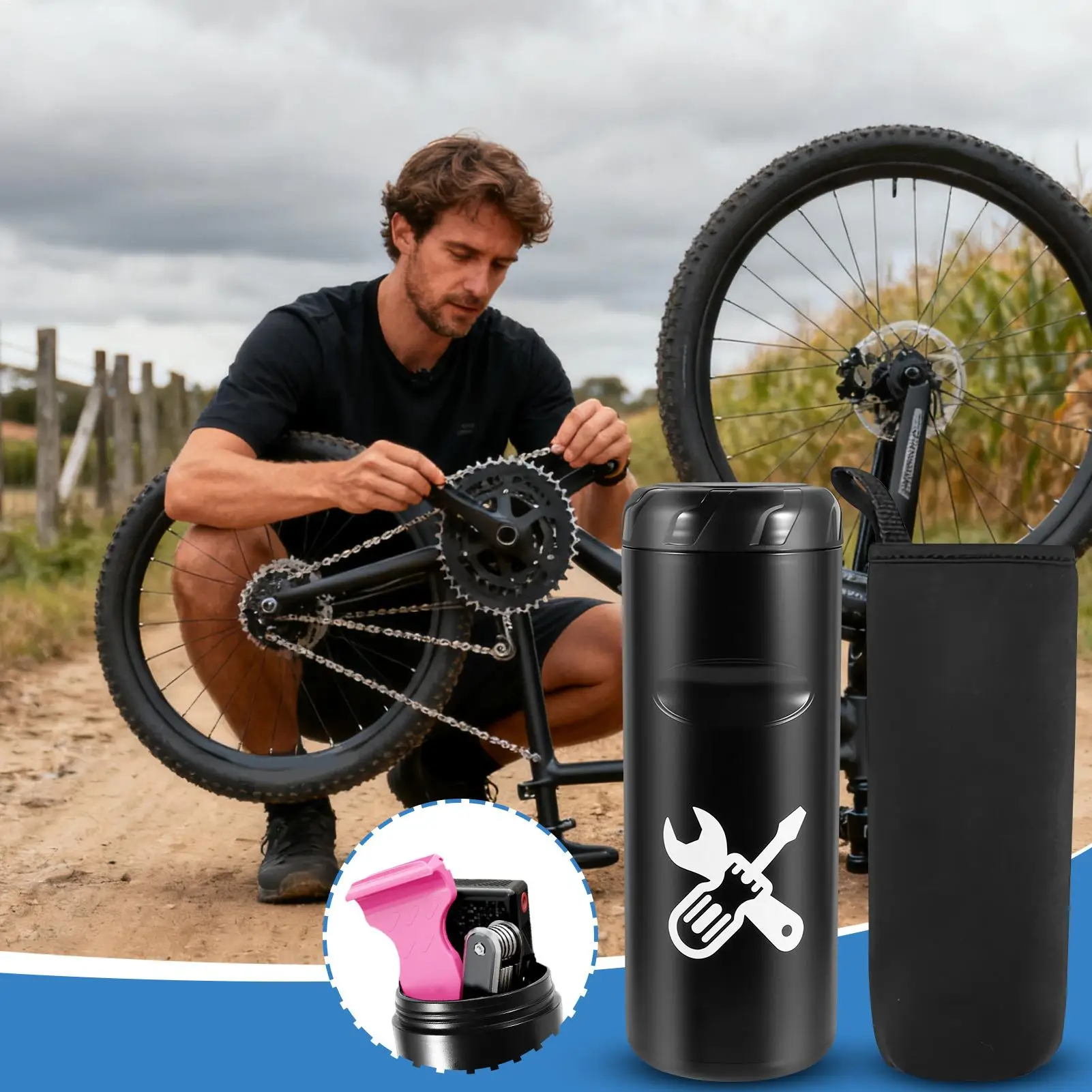 

Bike Tool Bottle Portable Bicycle Gear Organization Box Water Bottle Cage Tool Storage For Riding Biking Traveling Commuting