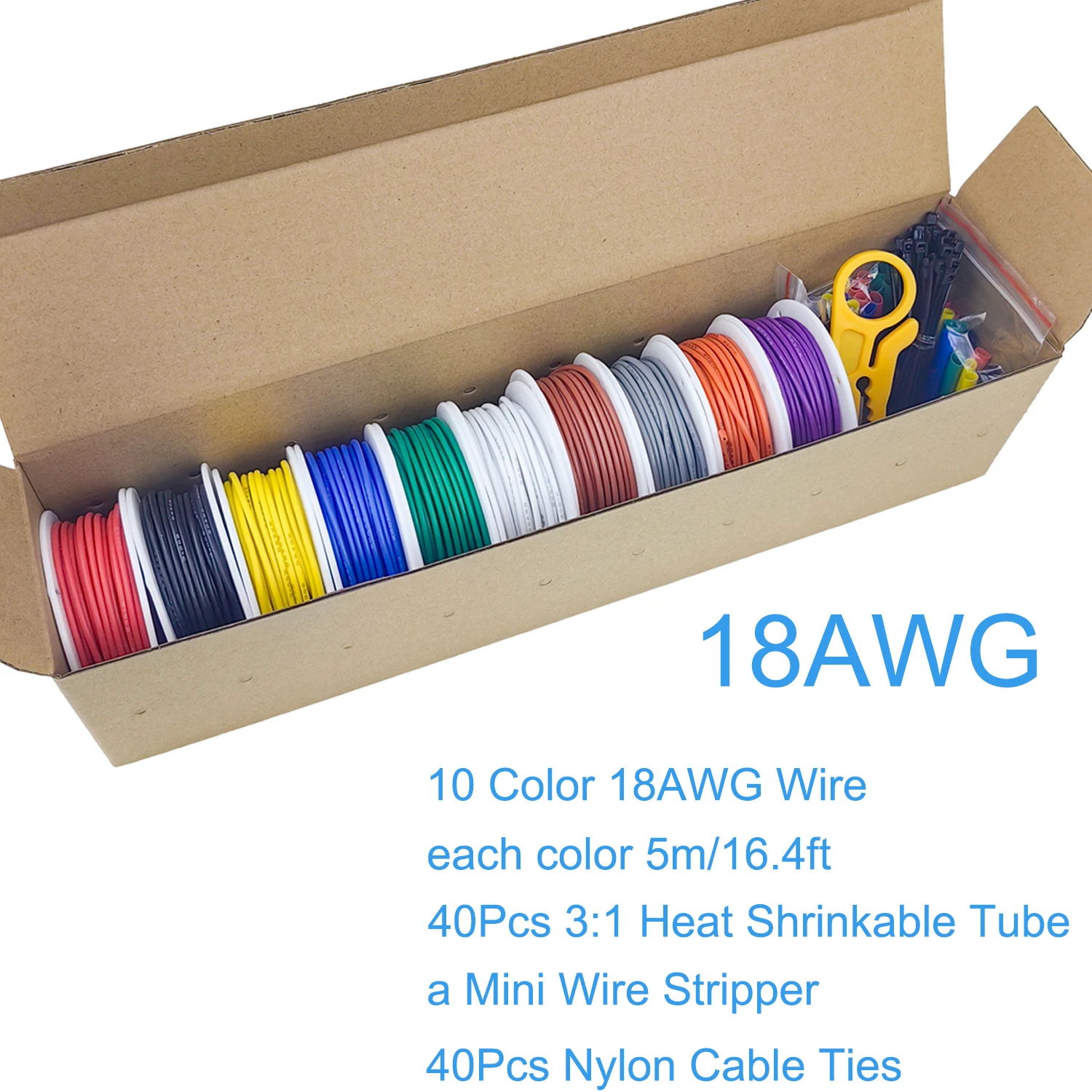 10 Farben in einem Silikon-Verbunddraht aus verzinntem Kupfer, Elektrokabel 16-18-20-22-24-26-28-30 AWG, Anschlusskabel-Set mit Werkzeugen