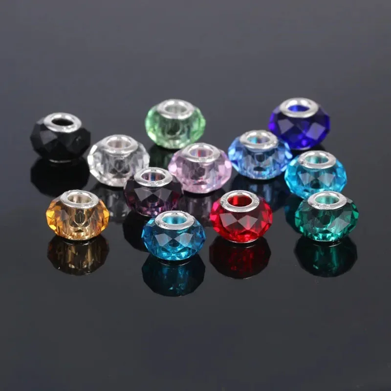 10pcs/lots Faceted Murano Glass Beads Charms Fits European Style Bracelets Bangle DIY Women Jewelry