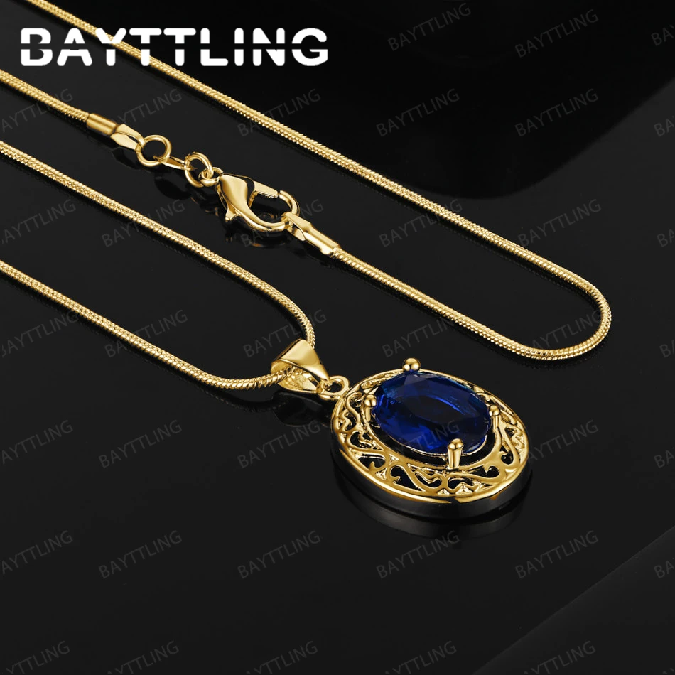 

925 Silver 18K Gold 16-30 Inch Delicate Blue Zircon Pendant Necklace for Women Jewelry Wedding Accessories Girlfriend Gift